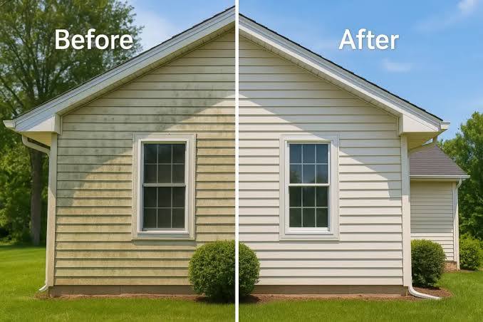 House siding before and after washing